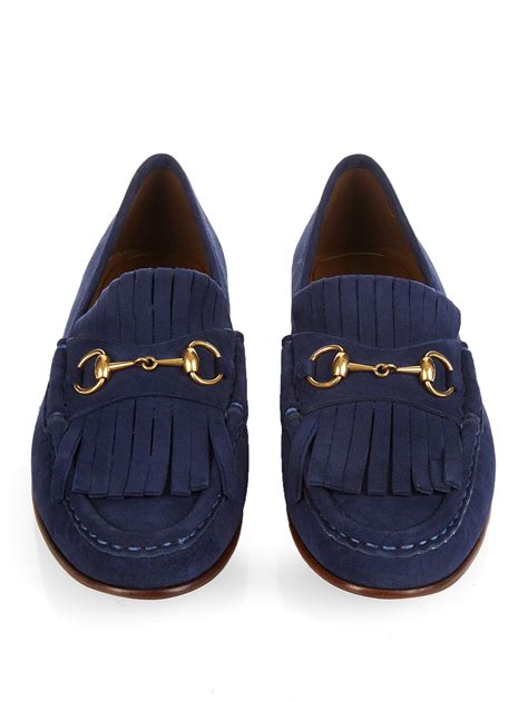 gucci navy blue loafers|gucci wool loafer.